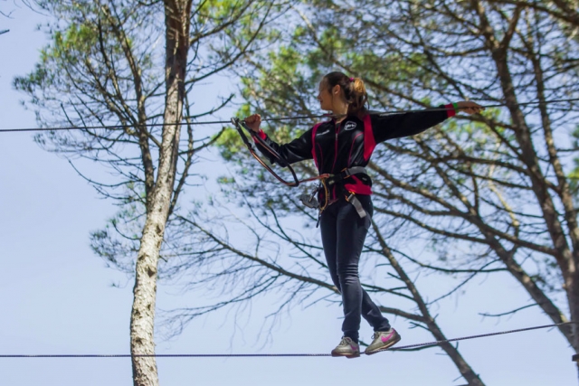 Apoyandose en los cables